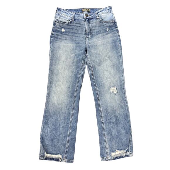 Kut from the Kloth Denim - Kut From The Kloth Women’s 2 Distressed Straight Crop Jeans Light Wash Raw Hem